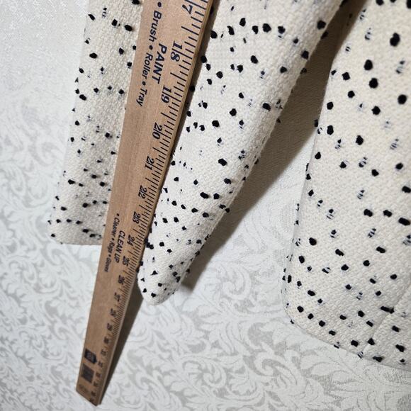 VTG Dana Buchman Wool Blend Jacket sz 14 Ivory Black Zip Up Front Made in Italy - Picture 12 of 15